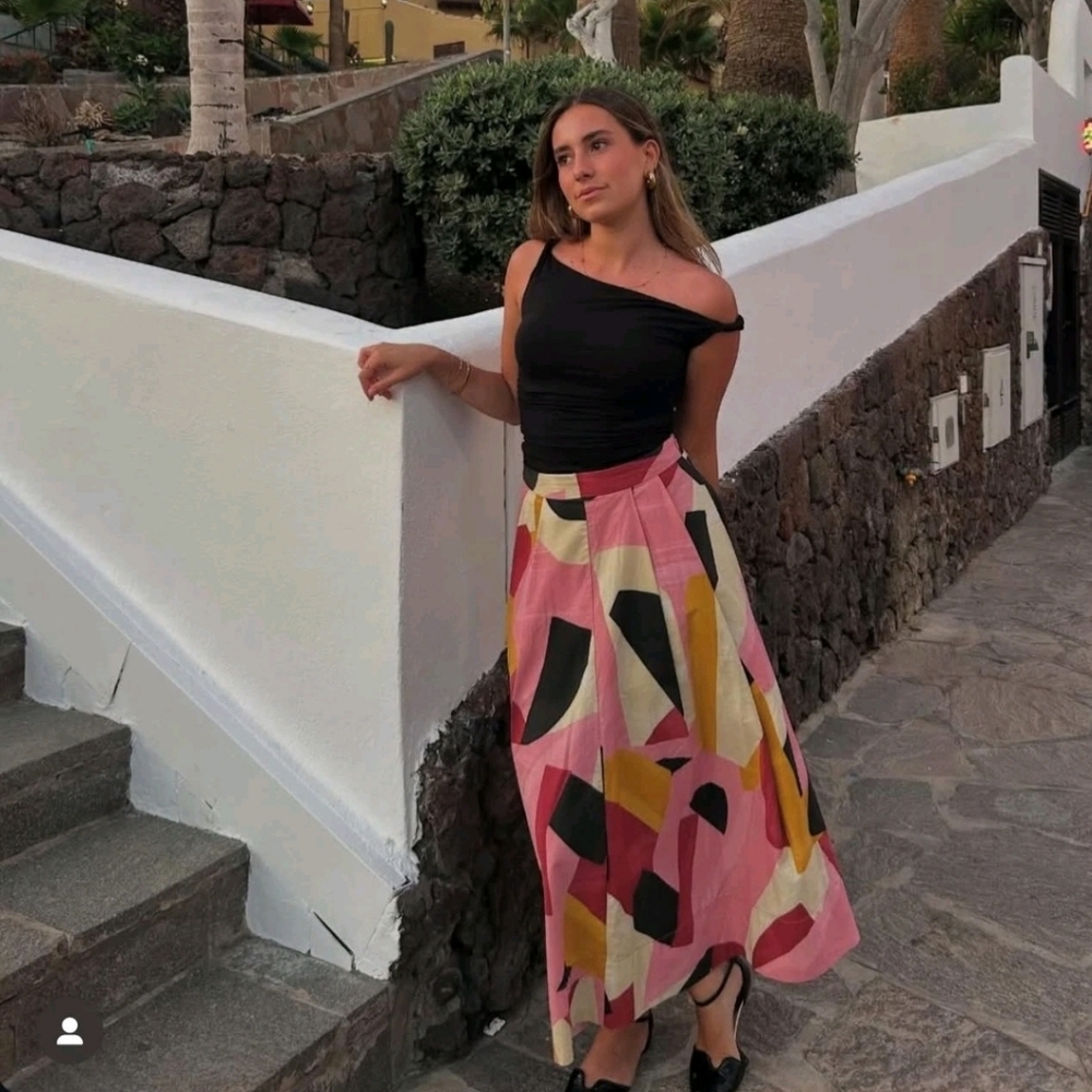 PRINTED MIDI SKIRT ZW COLLECTION SIZE S - Picture 2 of 10